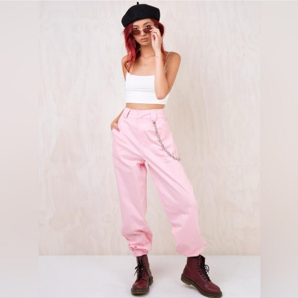 I Am‎ Gia Pastel Barbie Pink Cobain Trousers Joggers Pants High Rise Size S